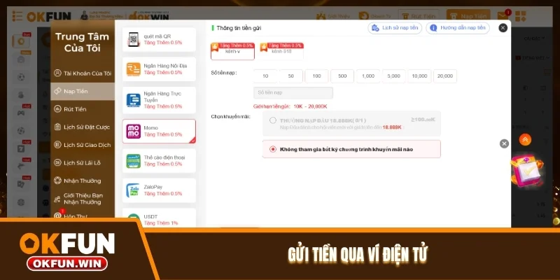 Gửi tiền qua ví điện tử